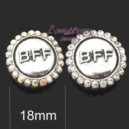 High quality BFF flowers W166 18mm 20mm rhinestone metal button for snap button Bracelet Necklace Jewelry For Women Silver jewelry258L