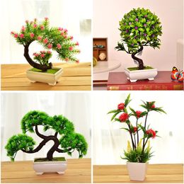 Decorative Flowers Home Simulation Plastic Potted Artificial Flower Small Bonsai Decoration Living Room Indoor Tea Table Wine Cabinet