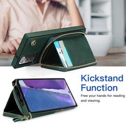 Wallets for Samsung Note 20 Ultra 10 + 9 S20 Fe S10 S9 Plus S10e A90 Cover Zipper Pocket Wallet Lady Crossbody Leather Phone Case