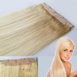 5Clips Full Head One Piece Clip In Human Hair Extensions Blonde Black Brown Straight 100g Brazilian indian remy hair 18 20 22 24221j