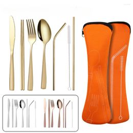 Dinnerware Sets Household 304 Stainless Steel Korean Set Tableware Fork Knife Spoon Gold Dining Table Cutlery