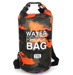 Camo waterproof swim dry bags portable outdoor drifting clothes shoes phone storage bucket bag Beach camping travel swimming backpacks shoulderbag