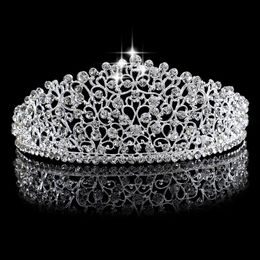 Gorgeous Sparkling Silver Big Wedding Diamante Pageant Tiaras Hairband Crystal Bridal Crowns For Brides Hair Jewelry Headpiece313M