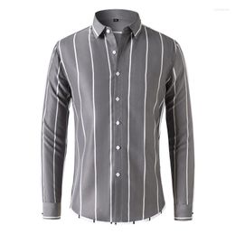 Men's Casual Shirts Spring And Autumn Foreign Trade Wide Striped Long-sleeved Shirt Youth Business