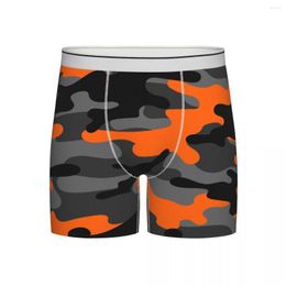 Underpants Men's Orange Military Camouflage Boxer Shorts Panties Soft Underwear Army Camo Homme Sexy Plus Size