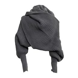 Designer Fashion knitted scarf women's warm autumn and winter wool shawl monochrome259c