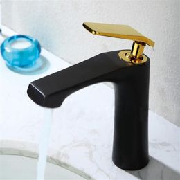 copper Black gold Brass Bathroom Faucet Ceramics Vintage And Cold Faucet Wash basin Mixer gold handle Sink Faucet Mixer Tap BF283h