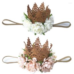 Hair Accessories Kids Girl Birthday Lace Crown Flower Headband Gold Tiara Princess Band Accessory Po Props