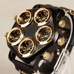 Five Movement Sport Big Dial Extra Large Dial Stylish Guy's Hip Hop Watch Cool Punk Men's Quartz Watch Male Clock Time Hour