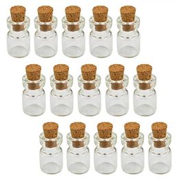 0 5ML 10X18X5MM Small Mini Clear Glass Cork Vials with Wood Stoppers Message Weddings Wish Jewellery Party Favours Bottle Tube284P