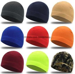 adult fleece Hats Thermal Skullcap 12 Colours Winter Warm Men women Skull Beanie Hat Brimless Fashion Casual Melon Cap