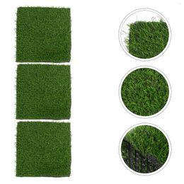 Decorative Flowers 3 Pcs Accessories Chicken Run Nesting Mats Fake Grass Egg Bed Linings Plastic