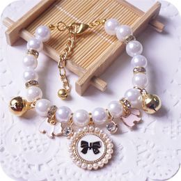 princess pearl pet necklace accessories puppies dogs cats animals wedding Jewellery small puppy products for yorkshire310j