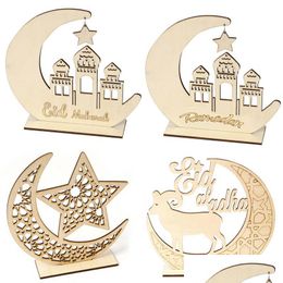 Other Festive Party Supplies Ramadan Wooden Decor Islamic Muslim Eid Mubarak Home Ornament Diy Hollow Moon Star Sheep Decoration D Dhztw