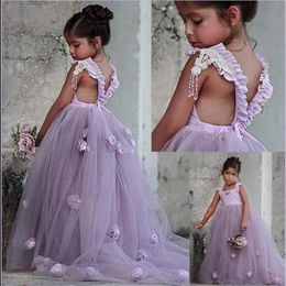 2019 Newest Ball Gown Jewel Tull Sexy Hand Made Flowers Cheap wedding Dresses In Stock334J