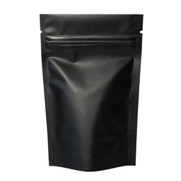 High Quality 100pcs Heat Seal Zip Lock Package Bags Aluminium Foil Mylar Tear Notch Matte Black Bag2365