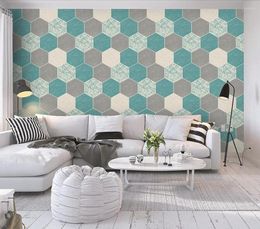 Wallpapers Decorative Wallpaper 3D Geometric Diamond Hexagon Background Wall