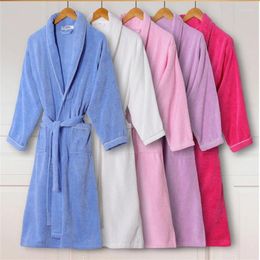 Women's Sleepwear Cotton Towelling Terry Robe Lovers Soft Long Bath Men Women Nightrobe Male Casual Home Bathrobe El