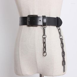Belts Women's Runway Fashion Genuine Leather Chain Cummerbunds Female Dress Corsets Waistband Decoration Wide Belt TB1531