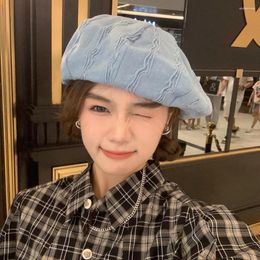 Berets Denim Beret Hats For Women Winter Warm Jeans Octagonal Cap Driving Autumn Sboy Ladies Girl French Painter