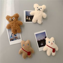 Fridge Magnets 3D Sticker Bear Plush Toys Magnetic Kawaii Refrigerator Magnet Animal Cartoon Wall Stickers 230721