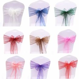 Sashes 30Pcs 7.0'' x 108'' Wedding Organza Chair Cover Sashes Bow Sash Wedding Banquet Party Decoration DIY Home Decoration 230721