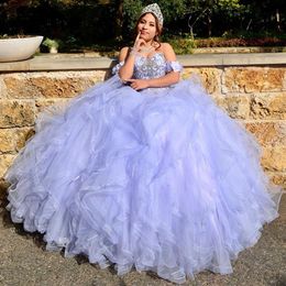 Off the Shoulder Lavender Quinceanera Dresses idos para 15 anos Girl Sweet 16 Dress Pageant Gowns vestidos210u