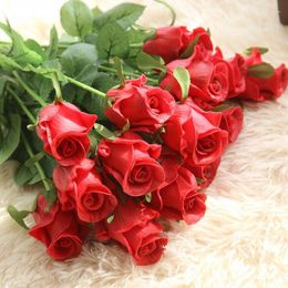 Decorative Flowers Pu Rose Roses Artificial Home Decoration Party Luxury Decor Flower