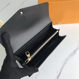 High quality Leather Famous brand women Wallets long wallet purse card holder Chequebook money bag have dust bags tags box273u