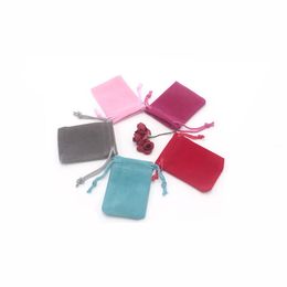 100pcs lot Whole 5 7cm Velvet Bag Jewelry Necklace Earring Packaging Drawstring Pouches Christmas Wedding Gift Candy Bag230q
