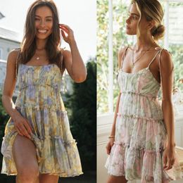 Casual Dresses Summer Maxi Boho Dress Floral Ladies Flower Spaghetti Strap Holiday Bohemian Party For Women