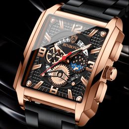 New Sport Men Watch Top Brand Luxury Rose Gold Stainless Steel Quartz Watch Men Fashion Waterproof Wriswatch Relogio Masculino