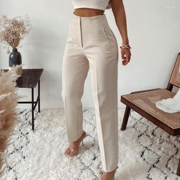 Women's Pants 2023 Fashion High Waisted Casual White Trousers Women Brown Stright Office Lady Korean Style Pantalones