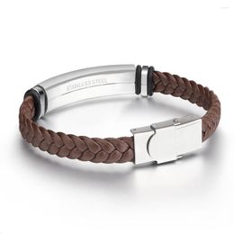 Bangle 2023 Trendy Handwoven Leather Simple Titanium Steel Men's Bracelet Stainless For Men Jewelry Gifts