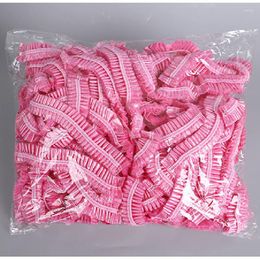 Storage Bags 100pcs/set Disposable Plastic Shower Hair Cap Women Waterproof Pink Spa Salon El Dye Elastic Bathroom Rosa