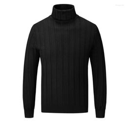 Men's Sweaters Autumn And Winter Turtleneck Sweater With Ribbed Pattern Woollen Undershirt Pullover Men