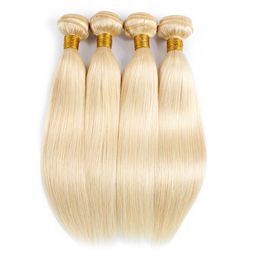 #613 bleach blonde 4 bundles hair extension straight Brazilian human hair weaving remy Indian Peruvian weft288l