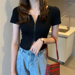 Women's Knits Ed Bare Midriff Fashion Girl Summer Knitted Jacket Slim Cardigan Women Clothing Crop Tops Short Sleeve V-neck Blouse