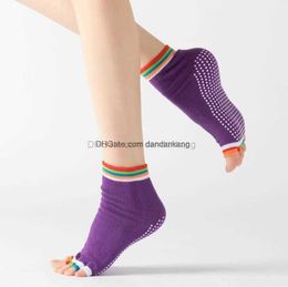 womens yoga socks 9 colors five fingers cotton half toe yoga socks nonslip peep toe antislip pilates ankle grip durable open