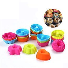 Baking Moulds 24 Pcs/Set Nonstick Sile Donut Mod Cupcake Cups Muffin Jello Bagel Pan Oven-Microwave-Dishwasher Safe Xbjk2206 Drop De Dhwze