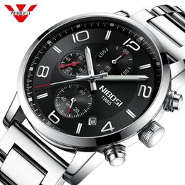 NIBOSI New Type Luxury Watch Quartz Wrist Watch Fashion Stainless Steel Watch for Man Relogio Masculino Exquisite Silver2055