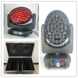 2pcs with flightcase 37 x 15w rgbw 4in1 moving head ring control led zoom wash 4-in-1 RGBW LEDs Moving-Head with Zoom light