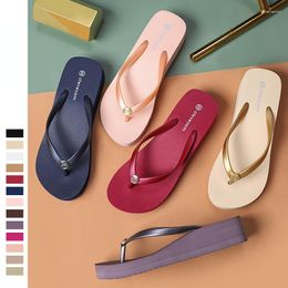 Slippers Women Shoes 4CM Thick Soles Summer Herringbone Women's Slope Heels Fashion Wear Beach Sandals