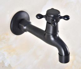 Bathroom Sink Faucets Black Oil Rubbed Brass Wall Mount Mop Faucet Out Door Garden Pool Toilet Single Cold Water Taps Dav346