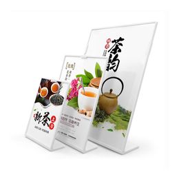 A5 L Shape Tabletop Acrylic Menu Sign Holder Promotion Products Counter Leaflet Flyer Poster Display Stands Frame263S