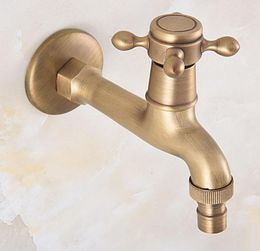 Bathroom Sink Faucets Vintage Retro Antique Brass Single Hole Wall Mount Faucet Washing Machome Out Door Garden Cold Water Taps Dav316