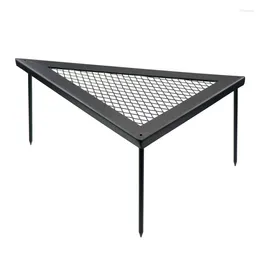 Camp Furniture Iron Net Table Outdoor Camping Picnic Travel Portable Folding Small Cooking Barbecue Grill Drain Fire Racks