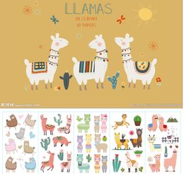 10PCS Cartoon Alpaca Tattoo Stickers Waterproof Cute Animal DIY Arm Thigh Hand Temporary Tattoo Sticker For Children