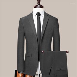 Men's Suits ( Jacket Pants ) Business Suit 2 Piece Set Boutique Plaid Mens Slim Straight Separates For Wedding