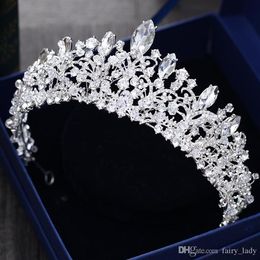 Gorgeous Princess Big Wedding Crowns Bridal Jewel Headpieces Tiaras For Women Silver Metal Crystal Rhinestone Baroque Hair Headban285T